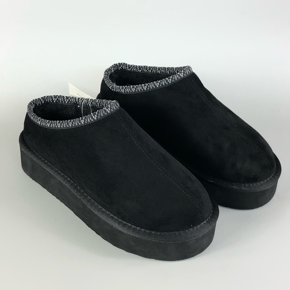 Pawz Black Suede Winter Slip-Ons Size 6